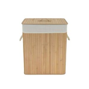 trash can bamboo woven large trash can foldable storage bin indoor recycling bins for bedroom, living room round/square waste basket (color : primary color, size : square)
