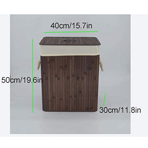 Trash Can Bamboo Woven Large Trash Can Foldable Storage Bin Indoor Recycling Bins for Bedroom, Living Room Round/Square Waste Basket (Color : Primary Color, Size : Square)