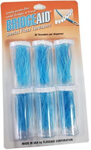 bridgeaid dental floss threader travel pack (6 bottles, 180 threaders total)