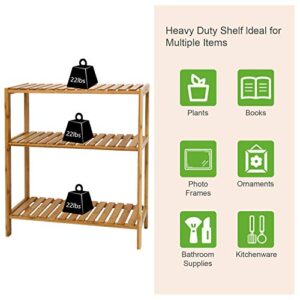 Bamboo Shelf Bathroom 3-Tier Storage Shelves Stand Rack Multifunctional Shelving for Bedroom Kitchen Living Room