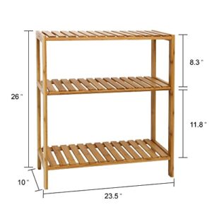 Bamboo Shelf Bathroom 3-Tier Storage Shelves Stand Rack Multifunctional Shelving for Bedroom Kitchen Living Room