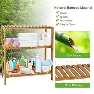 Bamboo Shelf Bathroom 3-Tier Storage Shelves Stand Rack Multifunctional Shelving for Bedroom Kitchen Living Room