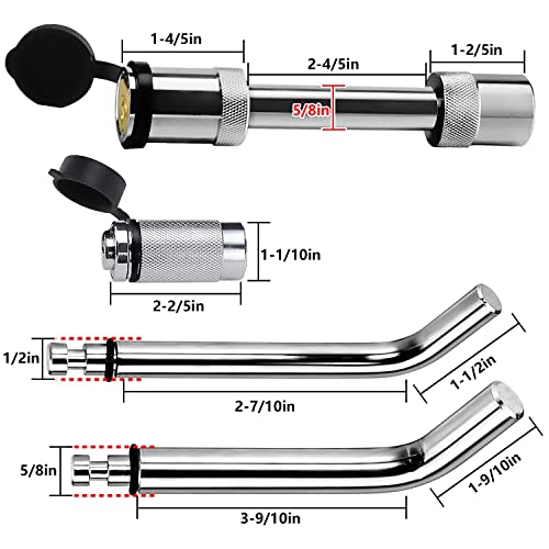 Trailer Hitch Security Lock Set Including Yellow U-Shaped Universal Ball Hitch Lock #72783, 1/2" and 5/8" Receiver Hitch Pin Lock, Golden Trailer Hitch Lock Coupler Locking Pin, Share the Same 2 Keys