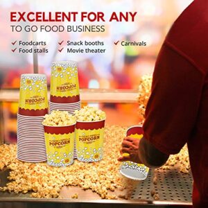 [25 Pack] Popcorn Buckets Disposable - 32 Oz Yellow and Red Paper Popcorn Containers - Solo Popcorn Tubs for Home and Theater Movie Night - Popcorn Cups for Circus, Carnival Theme Party Decorations