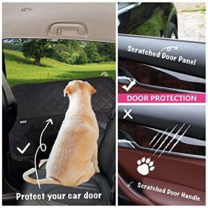 Winbate 2PCS Car Door Protector for Dogs Pet Car Door Cover-Waterproof Scratchproof Nonslip Durable Car Door Protector, Machine Washable Pet Vehicle Door Guard (2 Packs Universal Fit) (Black + Pocket)