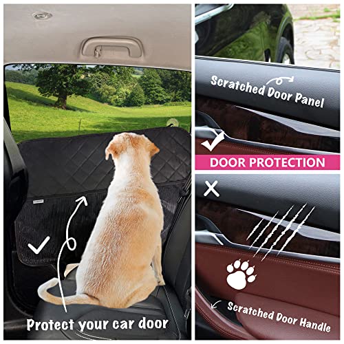 Winbate 2PCS Car Door Protector for Dogs Pet Car Door Cover-Waterproof Scratchproof Nonslip Durable Car Door Protector, Machine Washable Pet Vehicle Door Guard (2 Packs Universal Fit) (Black + Pocket)