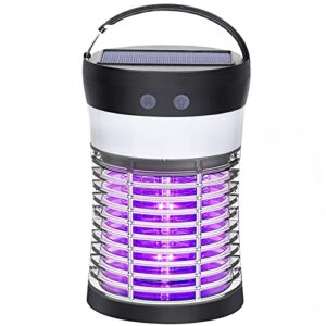 bug zapper, electric solar mosquito killer for indoor & outdoor, 3000v high powered pest control waterproof uv mosquito zapper,rechargeable insect fly trap for home,kitchen,patio, backyard,camping