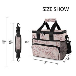 MNSRUU Cooler Bag Elegant Pink Leopard Insulated Lunch Totes Cooler Bags Insulated Leakproof Picnic Bag Container with Adjustable Shoulder Strap