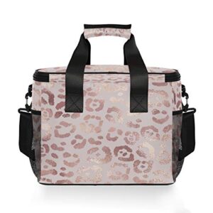 MNSRUU Cooler Bag Elegant Pink Leopard Insulated Lunch Totes Cooler Bags Insulated Leakproof Picnic Bag Container with Adjustable Shoulder Strap