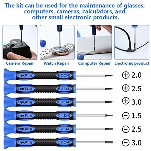 Kingsdun Eyeglass Repair Kits, Eye Glasses Repairing Set with Precision Phillips Flat Head Screwdriver & 1200PCS Screws, Curved Tweezers for Sunglasses, Spectacles & Watch Clock