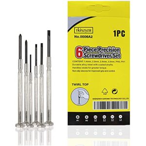 6Pcs Mini Screwdriver Set, Eyeglass Repair Screwdriver, Precision Repair Tool Kit with 6 Different Size Flathead and Philips Screwdrivers, Ideal for Watch, Jewelers