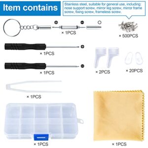 OIIKI Eyeglasses Repair Kit, 3-in-1 Screwdriver, Slotted/Cross Bit Screwdrivers, 10Pairs Nose Pads, Tweezer, Anti-Slip Holder, Cleaning Cloth, Screws, Storage Box, Replacement for Glasses, Sunglass