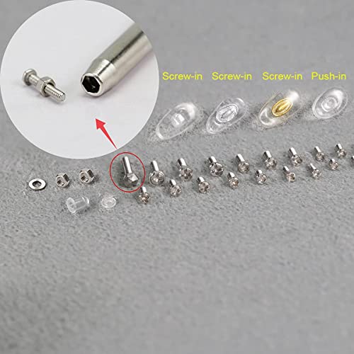 bayite Eyeglass Sunglass Repair Kit with Nose Pads (4 Types, 8 Pairs) Screws Tweezers Screwdriver 21 Types 1000Pcs Assortment Screws for Watch