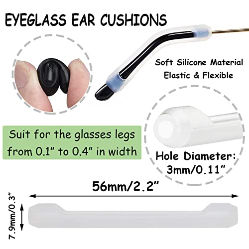 Eyeglasses Nose Pads BAZQU 5 Pairs Screw-in Glasses Nose Pads Set with Tiny Screw Screwdriver and Silicone Eyeglass Ear Cushions (White)