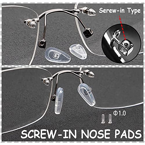 Eyeglasses Nose Pads BAZQU 5 Pairs Screw-in Glasses Nose Pads Set with Tiny Screw Screwdriver and Silicone Eyeglass Ear Cushions (White)