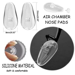 Eyeglasses Nose Pads BAZQU 5 Pairs Screw-in Glasses Nose Pads Set with Tiny Screw Screwdriver and Silicone Eyeglass Ear Cushions (White)