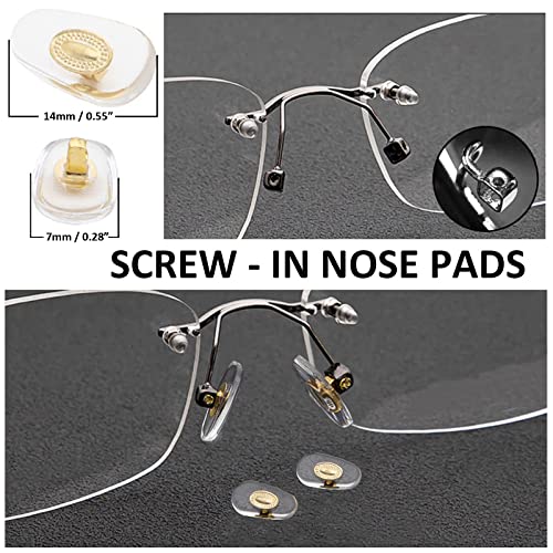 Eyeglass Repair Kit BAZQU 5 Pairs Nose Pads with Tiny Screws Nut Bolts Screwdriver and Tweezers for Glasses Sunglasses Spectacle Watch Repair, Gold