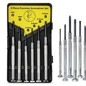 TUOYUANPU 6PCS Mini Screwdriver Set, Eyeglass Repair Kit Screwdriver，Precision Repair with 6 Different Sizes Flat head and Philips Screwdriver Sets,Ideal For Watch, Electronic Repairs