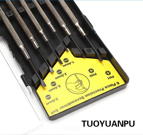 TUOYUANPU 6PCS Mini Screwdriver Set, Eyeglass Repair Kit Screwdriver，Precision Repair with 6 Different Sizes Flat head and Philips Screwdriver Sets,Ideal For Watch, Electronic Repairs