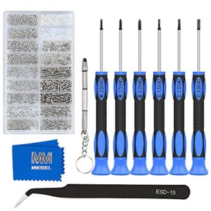mmobiel 1010pcs professional eyeglass repair kit with screws, precision screwdrivers and stainless steel curved tweezer and cloth for eyeglass, sunglass, spectacles & watch repair