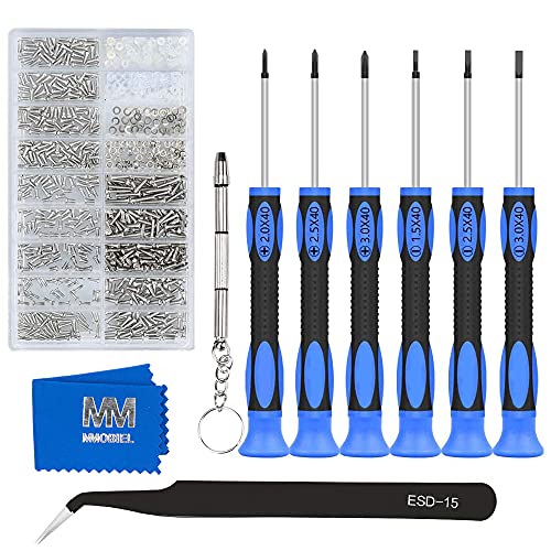 MMOBIEL 1010Pcs Professional Eyeglass Repair Kit with Screws, Precision Screwdrivers and Stainless Steel Curved Tweezer and Cloth for Eyeglass, Sunglass, Spectacles & Watch Repair