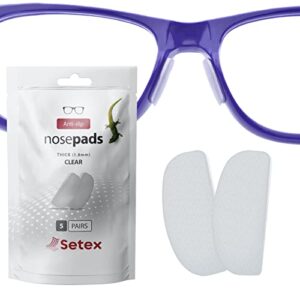 setex gecko grip 1.8mm thick anti slip eyeglass nose pads, (5 clear pair) usa made, innovative microstructured fibers, 1.8mm x 7mm x 16mm