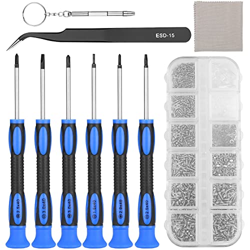 Hautton Eyeglass Repair Set, Precision Magnetic Screwdriver Tool Kits with Nose Pads, Screws, Tweezer, Cleaning Cloth for Eye Glass Spectacles, Sunglass, Watch, Clock, Small Electronics Fix