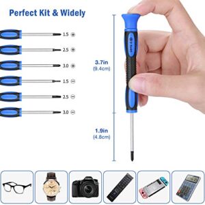 Hautton Eyeglass Repair Set, Precision Magnetic Screwdriver Tool Kits with Nose Pads, Screws, Tweezer, Cleaning Cloth for Eye Glass Spectacles, Sunglass, Watch, Clock, Small Electronics Fix