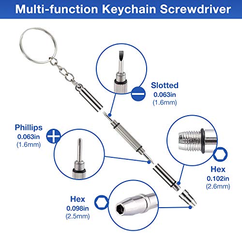 Hautton Eyeglass Repair Set, Precision Magnetic Screwdriver Tool Kits with Nose Pads, Screws, Tweezer, Cleaning Cloth for Eye Glass Spectacles, Sunglass, Watch, Clock, Small Electronics Fix