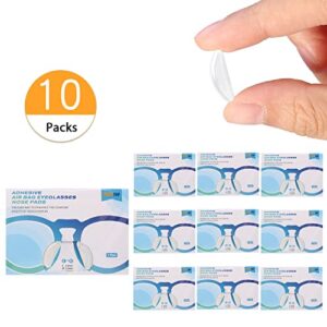 SMARTTOP 2.5mm Eyeglasses Air Bag Stick on Silicone Nose Pads-Upgrade 10Pairs Eyeglasses Nose Pads for Plastic Frame-for Sunglasses Anti-Slip-Glasses Repair Kits for Man and Women(10PAIRS Crystal