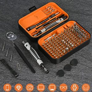 RARTOP Upgraded Precision Screwdriver Set, 130 in 1 with 120 bits Repair Tool Kit, Magnetic Screwdriver Set with mini built-in box for Electronics iPhone Jewelers Game Console Passion Orange