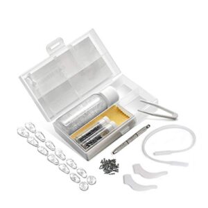 Eyeglass and Sunglass Repair Kit by SQV - Most Complete Glasses Family Kit - 5 Types of Mini Screws, Tweezers, Screwdriver, 7 Styles of Nose Pads, Lens Cleaner, Anti-Slip Strap & Temple Tips (Basic)