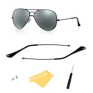 replacement temple tips temple arms for ray-ban aviator rb3025 3025 sunglasses repair kit，bonus screws/screwdriver/sunglasses bag-black