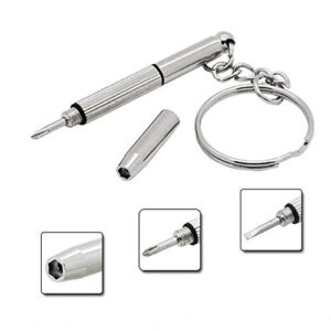 eyeglass screwdriver, maserfaliw 3in1 mini sunglasses eyeglass phone watch repair keychain screwdriver kit tool - silver, home essential tools, holiday gifts.