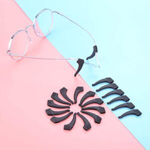 MOLDERP 15 Pairs Soft Silicone Eyeglass Ear Grip Cushions Temple Tips Eyeglass Pads Anti Slip Glasses Ear Hook Comfort Sport (All, M-Black)