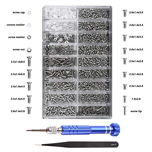 Eyeglass Repair Tool Kit,Glasses Screw Kit in Assorted Size with Precision Screwdriver Tweezer Repair Tool Kit for Sunglass Spectacles Watch Clock