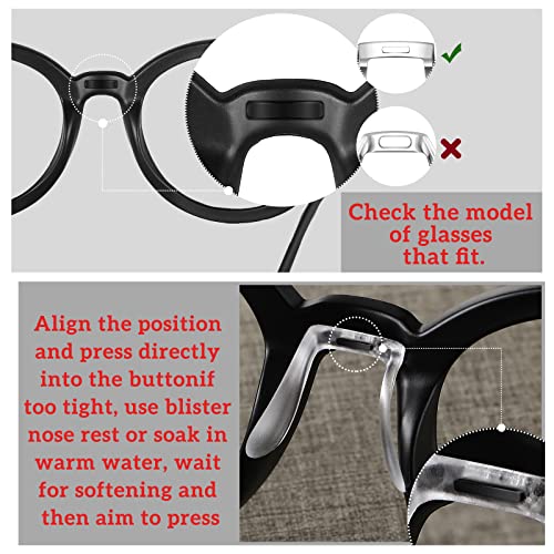 12 Pieces U Shaped Eyeglasses Nose Pads Bridge Plastic Eye Glasses Nose Support Pads Anti Slip Nose Pieces for Eyeglasses Soft Plug-in Air Chamber Glasses Nose Guard Eyewear Accessories (6 Styles)