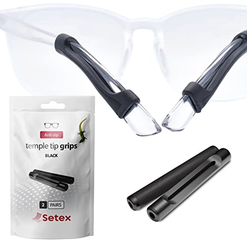 Setex Eyeglass Gecko Grip Bundle, Temple Tip Grips (2 Black Pair) + Anti Slip Eyeglass Nose Pads (5 Black Pair, 1mm), USA Made, Innovative Microstructured Fibers