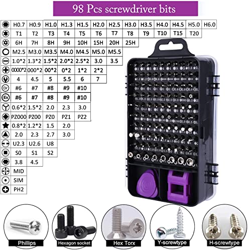 Precision Screwdriver Set, 115 in 1 Electronics Magnetic Small Screwdriver Set Mini Screwdriver Set with Case Eyeglasses Screwdriver for Repair Computer, PC, Cellphone, Game Console, Watch