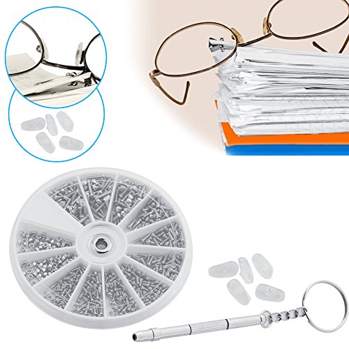 Professional Watch Eyeglass Repair Kit with Stainless Steel Screws Nuts Assortment + Nose Pad + Screwdriver