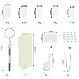 TOKIMMASH Eyeglass Nose Pad Repair Kit with Screws, Eyeglass Nose Pad Replacement Multi-Function Screwdriver, Eyeglass Nose Frame Repair Tool and Cleaning Cloth Set