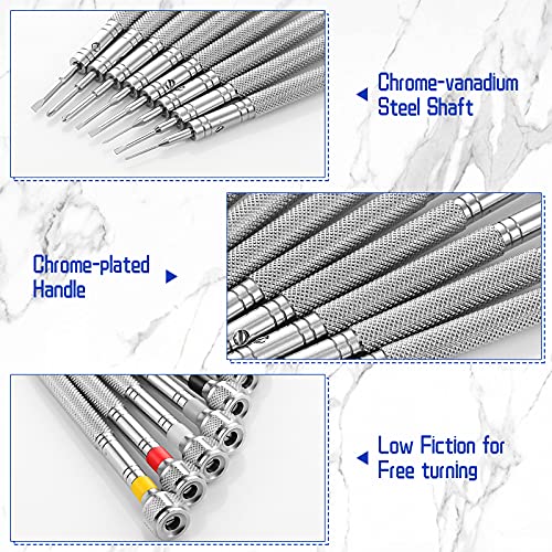 8 Pieces Precision Screwdriver, Jewelers Screwdriver Set, Watch Repair Screwdriver Set 0.6-1.6 mm, Micro Screwdriver for Watch Repair, Eyeglasses Repair, Jewelry Work, Electronics Repair