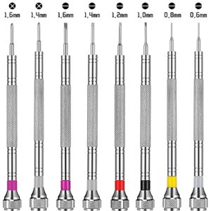 8 Pieces Precision Screwdriver, Jewelers Screwdriver Set, Watch Repair Screwdriver Set 0.6-1.6 mm, Micro Screwdriver for Watch Repair, Eyeglasses Repair, Jewelry Work, Electronics Repair