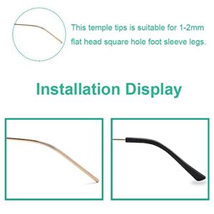 Junsika Eyeglass Temple End Tips Soft Silicone Anti Slip Eyeglass Replacement Temples for Flat Thin Eyeglass Legs 8 Pairs Black