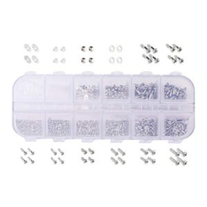 HQMaster 1100Pcs Eyeglass Glasses Spectacles Tiny Screws Nut Washer Assortment + 5 Pairs Nose Pads Repair Tool Kit Set with Tweezer Micro Screwdriver (Rectangular Case)