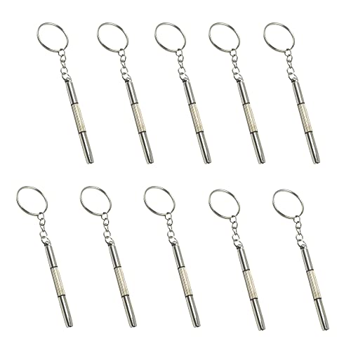 Repair Tool 3 in 1 Mini Stainless Steel Screwdriver Keychain Eyeglass Repair kit - 10 Pack Screwdrive ​for Glasses/Jewellery/Watches Fix Glasses, Change Watch