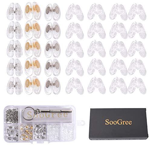 SooGree Upgrade Variety Nonslip Eyeglass Nose Pads,Soft Silicone Eye Glasses Pad Replacement Upgrade Version Eyeglass Repair Nose Pads for Eyeglasses and Sunglasses