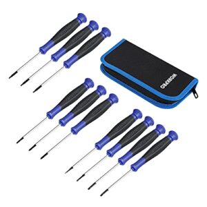 workpro 10-piece precision screwdriver set with pouch, phillips, slotted, torx star, magnetic screwdriver repair tool kit, non-slip grip, for eyeglass, watch, computer, laptop, phone
