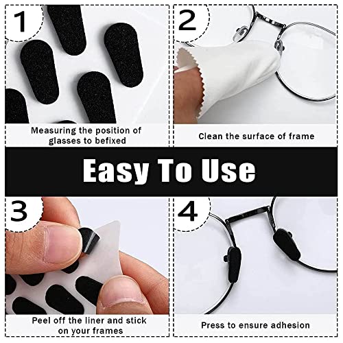 Eyeglass Repair Kit.24Pairs Glasses Nose Pads,Adhesive Anti Slip Nose Pads Relieve Pressure for Eyeglasses and Sunglasses(Black,Skin Tone,3 Shape,1.5mm).1Pcs Eyeglass Nose Pads Storage Box(Clear)