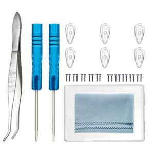 soft silicone air chamber eyeglass repair kit, glasses repair kit, tweezers, glasses nose pads 15mm (blue, 3 pair)